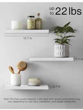 Floating Wall Shelf Set in White - Home Wall Decor
